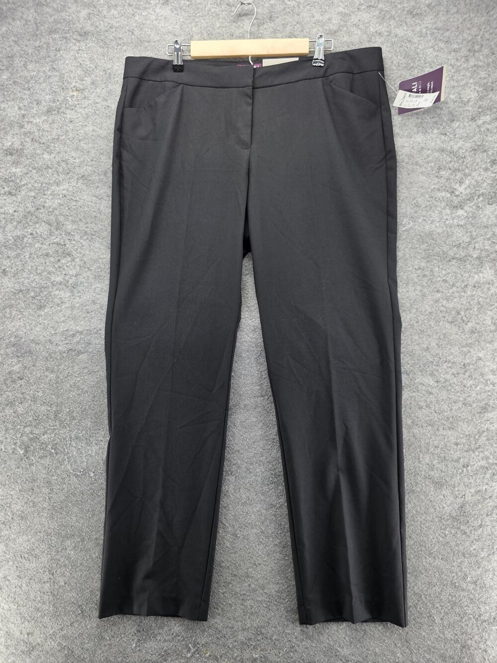 Roz & Ali Pants Womens 16 Black Dress Pants Ponte Pull On Pockets 31 In